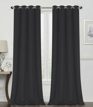 GoodGram 2 Pack: Hotel Thermal Grommet 100% Blackout Curtains - 52 in. W x 84 in. L, Monterey Black