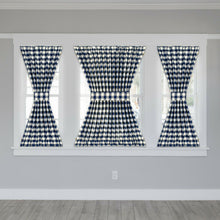 Kate Aurora Plaid Country Farmhouse French Door Curtain Panel With Matching Tieback - 25W x 40L, Navy Blue