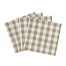 Kate Aurora Country Living 4 Pack Gingham Plaid Checkered Country Farmhouse Napkins - 8 in. W x 17 in. L, Linen