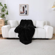 Kate Aurora Regal Luxe Oversized Ultra Soft & Fuzzy Lined Accent Throw Blanket - 50 in. W x 70 in. L - Black