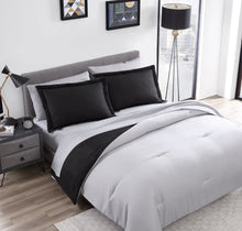 Kate Aurora Dorm Accents Brasilia Reversible 7 Piece Bed in a Bag Comforter & Sheets Set , Black - King