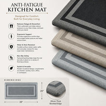 Kate Aurora Ultra Lux Oversized Anti Fatigue Bordered Kitchen Mat With Beveled Edges - 20 in. W x 39 in. L - Black