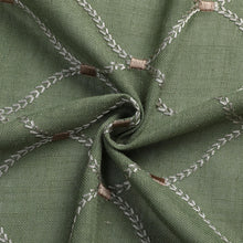 Kate Aurora 1 Piece Vienna Lux Embroidered Linen Blend Semi Sheer Grommet Window Curtain Panel - 84 in. Long - Sage