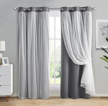 Kate Aurora Basic Elegance 2 Pack Double Layered Hotel Chic Sheer Light Defusing Curtains - 38 in. W x 84 in. L, Gray