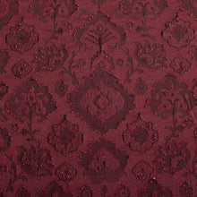 Kate Aurora Regency Collection Raised Jacquard Damask Fabric Tablecloth - 54 in. W x 104 in. L (8-10 Chairs), Burgundy Red