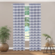 Kate Aurora 1 Piece Isabelle Abstract Rod Pocket Semi Sheer Window Curtain Panel - 63 in. Long - Navy