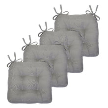 Kate Aurora Country Living Plush Solid Colored Country Farmhouse Reversible Chair Cushions/Pads With Tear Proof Ties - Gray -