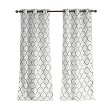 Kate Aurora Extra Long Fallon 2 Piece Sheer Lattice Design Grommet Top Window Curtain Panels - 112 in. Long - Gray