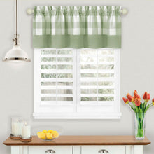 Kate Aurora Modern Country Farmhouse 3 Piece Buffalo Check Plaid Window Curtains & Valance Set - 63 in - Granny Apple Green