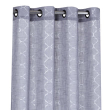 Kate Aurora Living 2 Pack Shabby Metallic Trellis Pastel Sheer Grommet Curtains - 50 in. W x 84 in. L, Gray