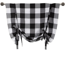 Kate Aurora Country Farmhouse Large Buffalo Plaid Tie Up Window Curtain With Ties - Black