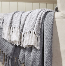 Kate Aurora Chic Living 2 Pack Gray Yarn Dyed Woven & Fringed Coordinating Ultra Soft Accent Throw Blanket Set - 50 in. W x 6