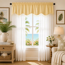 Kate Aurora Sheer Elegance 3 Piece Window Curtain & Crystal Beaded Valance Set - Gold