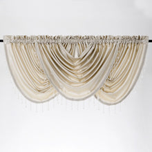 Kate Aurora Ultra Lux Faux Silk Regency Crinkle Rod Pocket Semi Sheer Crystal Beaded Window Valance - 57 in. W x 37 in. L, Be