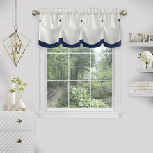 Kate Aurora Country Farmhouse Living Solid Colored Button Tuck Window Valance - 56in W x 14in L, Navy