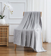 Kate Aurora Floral Ferns Shabby Chic Styled Oversized Ultra Soft & Plush Accent Throw Blanket - Silver