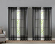 Kate Aurora 4 Piece Basic Home Rod Pocket Sheer Voile Window Curtain Panels - 52 in. W x 84 in. L, Black