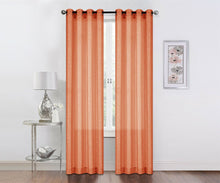Kate Aurora 2 Piece Sparkly Metallic Sheer Voile Grommet Top Window Curtain Panels - 52 in. W x 84 in. L, Spice