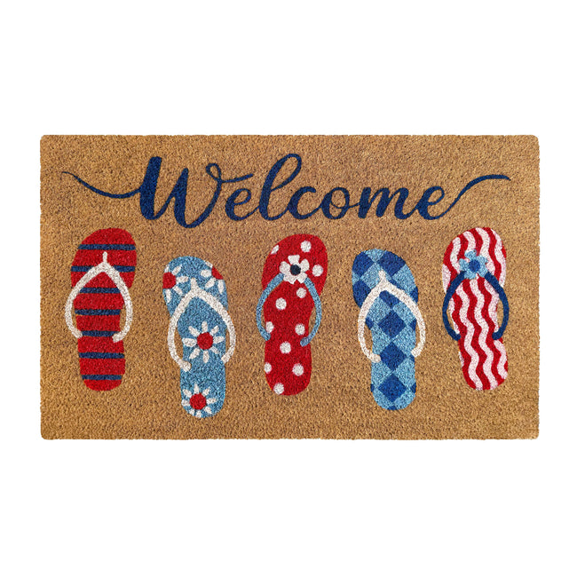Kate Aurora Summer Fun Flip Flops Bristled Coir Outdoor Welcome Mat - 18"x30"