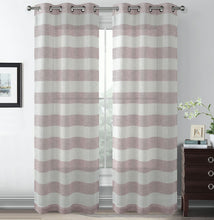 Kate Aurora Metallic Semi Sheer Rugby Striped Grommet Top Window Curtains - 38 in. W x 84 in. L, Red
