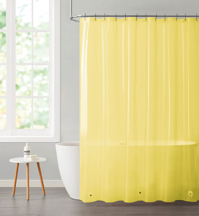 Kate Aurora Transparent Pastel 6 Gauge Hotel Non-Toxic Odor Free PEVA Shower Curtain Liner - Mold & Mildew Resistant - Yellow