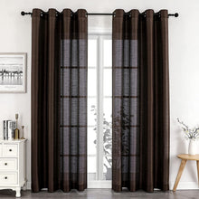 GoodGram Montauk Accents 2 Pack Ultra Luxurious Faux Silk Sheer Grommet Top Curtain Panels - 52 in. W x 84 in. L, Brown