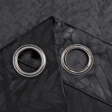 Kate Aurora 1 Piece Priscilla Light Filtering Grommet Top Embossed Leaves Jacquard Window Curtain Panel - Black