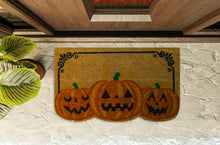 Kate Aurora Halloween Three Jacks Pumpkin Bristled Coir Outdoor Welcome Mat - 18"x30"