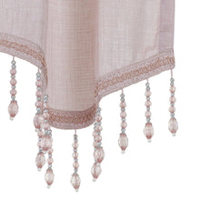 Kate Aurora 1 Piece Moroccan Sparkle Rod Pocket Semi Sheer Voile Beaded Trim Window Valance - Rose