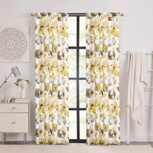 Kate Aurora Chic Living 2 Pack Semi Sheer Poppy Floral Rod Pocket Window Curtains - 84 in. Long - Gray/Yellow