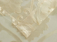 Kate Aurora 7 Piece Hampton Elegance Sheer Curtain Panels & Beaded Valances Set - Burgundy Beige
