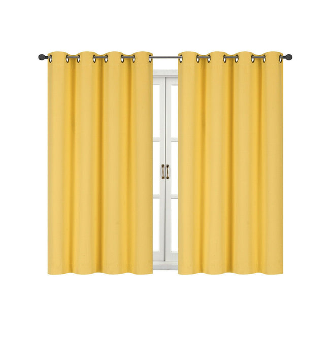 Kate Aurora 100% Hotel Thermal Blackout Yellow Grommet Top Curtain Panels - 50 in. W x 63 in. L, Yellow