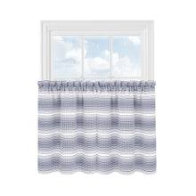 Kate Aurora Isabelle Abstract 3 Piece Cafe Rod Pocket Kitchen Curtain Tier & Valance Set - 24 in. Long - Navy