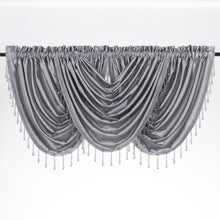 Kate Aurora 7 Piece Hampton Elegance Sheer Curtain Panels & Beaded Valances Set - Silver White