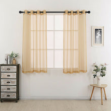 Kate Aurora Living 2 Piece Designer Sheer Voile Grommet Top Window Curtains - 20 in. W x 45 in. L, Tan