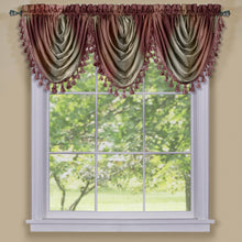 GoodGram Royal Ombre Curshed Semi Sheer 3 Pack Tassled Window Valances - 46 in. W x 42 in. L, Burgundy