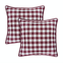 Kate Aurora 2 Pack Country Farmhouse Buffalo Plaid Zippered Pillow Covers - 18 in. W x 18 in. L, Burgundy