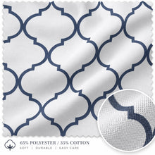 Kate Aurora Set of 2 Modern Elements Quatrefoil Lattice Poly Cotton Grommet Top Curtain Panels - Navy