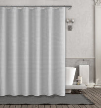 Kate Aurora Spa Collection Modern Waffle Fabric Shower Curtain - Standard Size - Silver