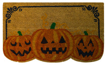 Kate Aurora Halloween Three Jacks Pumpkin Bristled Coir Outdoor Welcome Mat - 18"x30"
