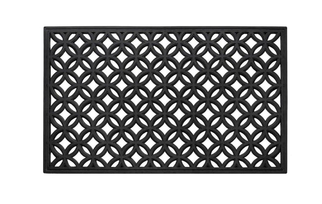 Kate Aurora Diamond 18 in. x 30 in. Wrought Iron Designed Non Skid Rubber Outdoor Door Mat - Black