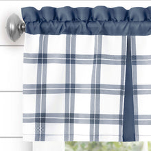 Kate Aurora Windowpane Plaid Country Farmhouse Rod Pocket Window Valance - Blue