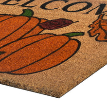 Kate Aurora Fall Autumn Foliage & Pumpkins Bristled Outdoor All Season Welcome Mat - 18"x30"