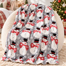 Kate Aurora Ultra Plush Gray Winter Snowman Christmas Hypoallergenic Fleece Throw Blanket - 50 in. W x 60 in. L