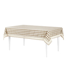 Kate Aurora Country Farmhouse Plaid Buffalo Check Stain & Spill Proof Fabric Tablecloths - 60in. X 120in. (10-12 Chairs), Lin