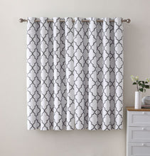 Kate Aurora 2 Piece 100% Full Blackout Trellis Grommet Top Window Curtain Panels - 52 in. W x 63 in. L, White