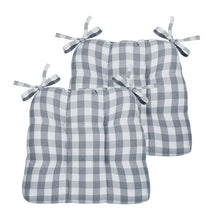 Kate Aurora Country Living Gingham Plaid Checkered Country Farmhouse Chair Cushion Pads - 2 Piece, Gray