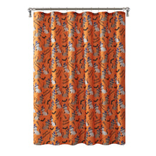 Kate Aurora Halloween Accents Kitty Witches & Broomsticks Festive Orange Fabric Shower Curtain - Standard Size