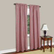 GoodGram Buffalo Check Gingham Custom Window Curtain Treatments - Single Curtain Panel 42 in. W x 84 in. L, Burgundy