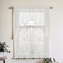 Kate Aurora Shabby Living Lena Floral Lace Complete Kitchen Curtain Tier & Swag Set - 58 in. W x 36 in. L, White